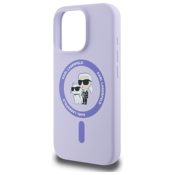 Etui Karl Lagerfeld iPhone 16 Pro fioletowy/purple HC MagSafe Silicone KC Heads Ring