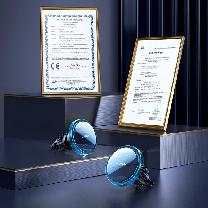 Joyroom samochodowy uchwyt magnetyczny bezprzewodowa indukcyjna ładowarka Qi 15W (kompatybilna z MagSafe do iPhone) na kratkę nawiewu srebrny (JR-ZS291)