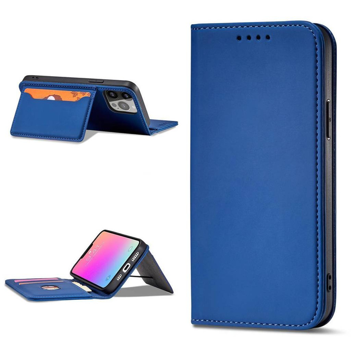 Magnet Card Case etui Samsung Galaxy S23+ pokrowiec z klapką portfel podstawka niebieskie