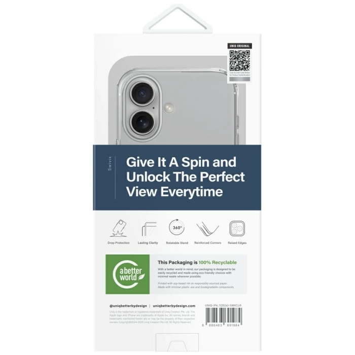 Etui UNIQ Swivix do iPhone 16 360        Rotating Kickstand przezroczysty