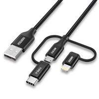 Choetech 3w1 kabel USB MFI Lightning / USB Typ C / micro USB 1,2 m czarny 