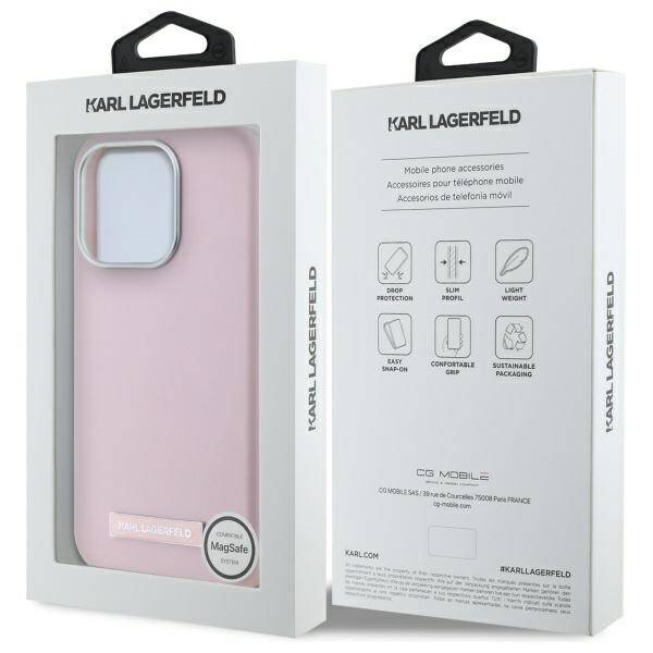 Karl Lagerfeld KLHMP15XPGMSRPP iPhone 15  Pro Max 6.7" różowy/pink hardcase FW Metal Plate MagSafe