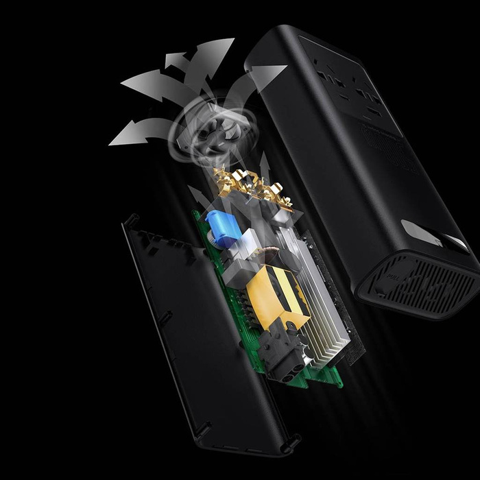 Baseus samochodowa przetwornica inwerter prądu 150W 12V / 500W  220V (wtyczka EU i CN) czarny (CGNB000101)