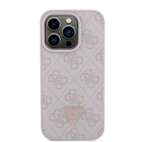 Etui Guess GUHCP15LP4TDPP iPhone 15 Pro 6.1" różowy/pink hardcase Leather 4G Triangle Strass Case