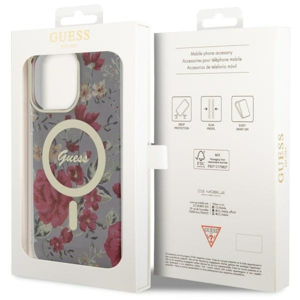 Etui Guess GUHMP14XHCFWSA iPhone 14 Pro Max 6.7" zielony/khaki hardcase Flower MagSafe Case