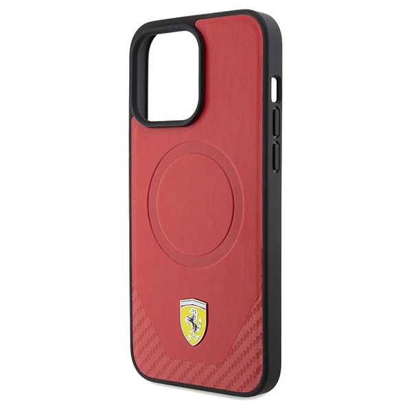 Etui Ferrari FEHMP15LPTER iPhone 15 Pro 6.1" czerwony/red hardcase Carbon Metal Logo MagSafe Case