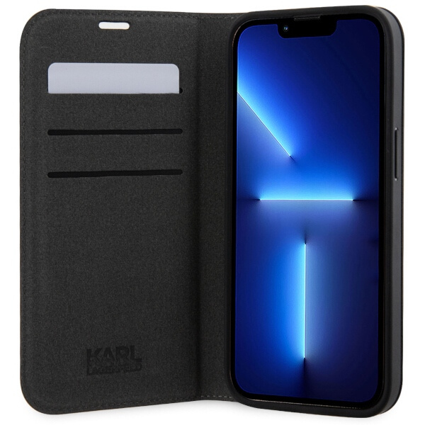 Etui Karl Lagerfeld KLBKP14LSAKLHPK iPhone 14 Pro 6.1" bookcase czarny/black Saffiano Monogram Case