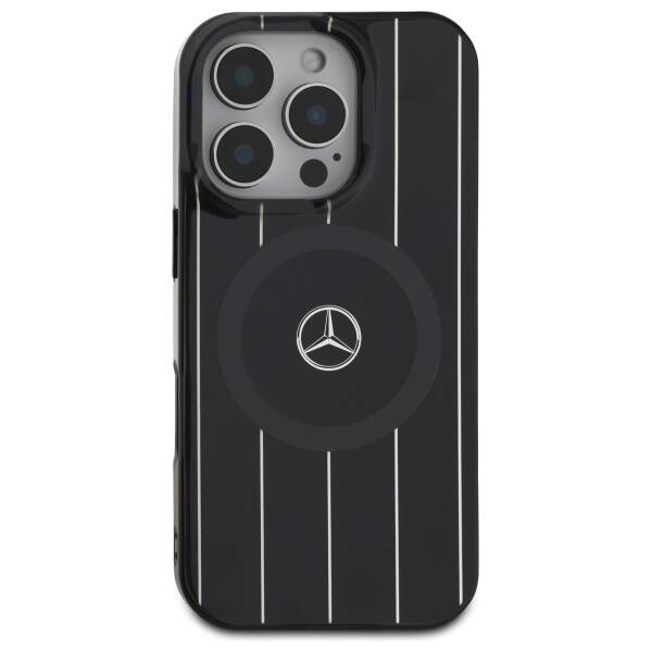 Etui Mercedes iPhone 16 Pro  6.3" czarny/black hardcase MB Double Layer Crossed Lines MagSafe
