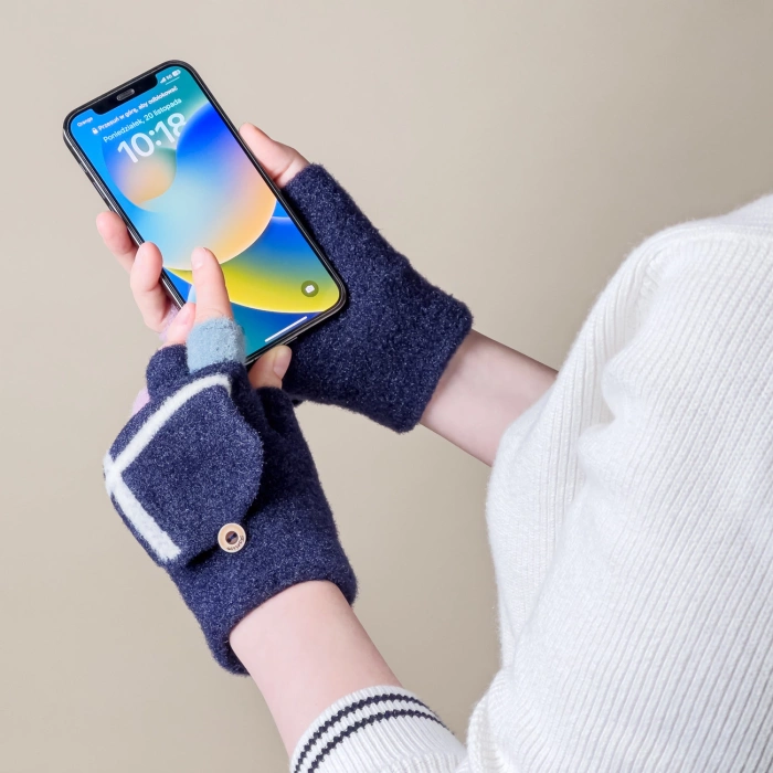 Rękawiczki zimowe do telefonu mitenki damskie / dziecięce - czarne