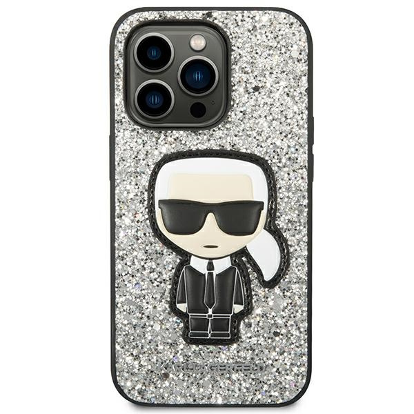 Etui KARL LAGERFELD Apple iPhone 14 Pro Max Glitter Flakes Ikonik Srebrny Hardcase