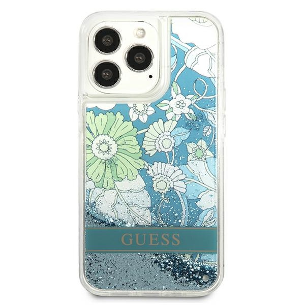 Etui GUESS Apple iPhone 13 13 Pro Flower Liquid Glitter Zielony Hardcase