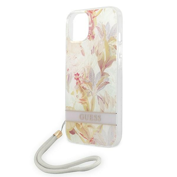 Etui GUESS Apple iPhone 14 Plus Flower Strap Fioletowy Hardcase