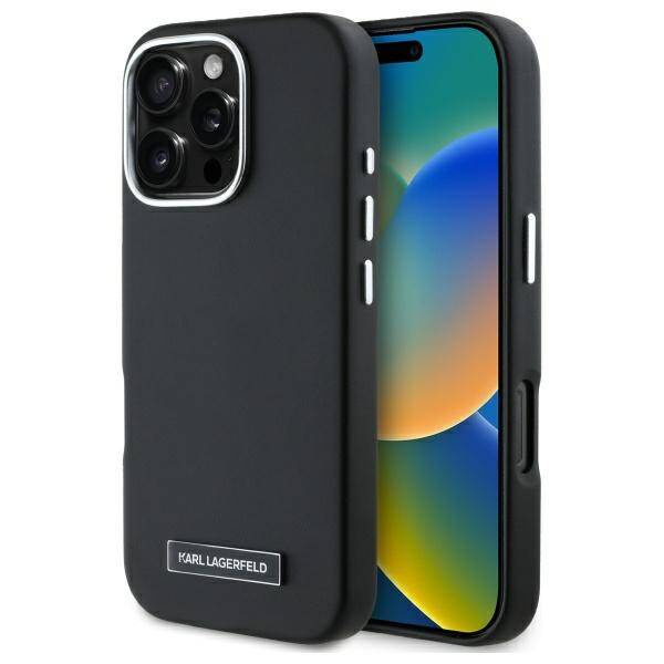Etui Karl Lagerfeld iPhone 16 Pro 6.3" czarny/black hardcase FW Metal Plate MagSafe