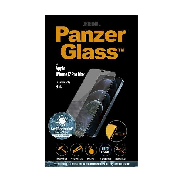 PanzerGlass E2E Super+ iPhone 12 Pro Max Case Friendly AntiBacterial Microfracture czarny/black