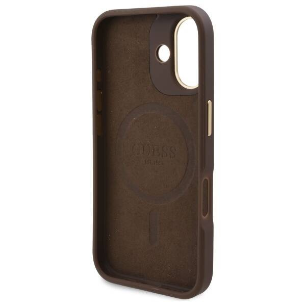 Etui Guess iPhone 16 Plus 6.7" brązowy/brown hardcase 4G Logo Plate MagSafe