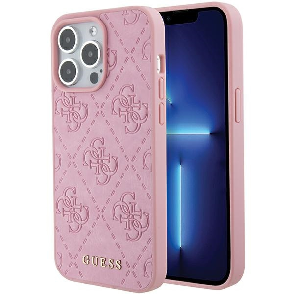 Etui Guess GUHCP15XP4EPMP iPhone 15 Pro Max 6.7" różowy/pink hardcase Leather 4G Stamped Case