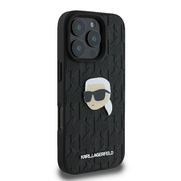 Etui Karl Lagerfeld iPhone 16 Pro 6.3" czarny/black hardcase Monogram Karl Head Pin