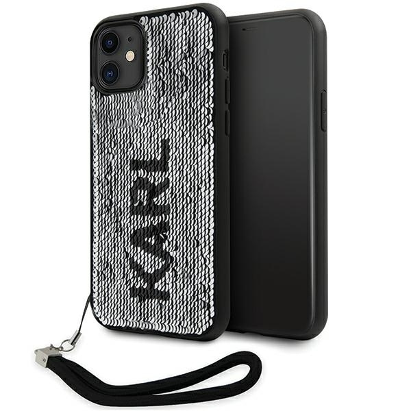 Etui Karl Lagerfeld KLHCN61PSQRKS iPhone 11  6,1" srebrny/silver hardcase Sequins Cord Case