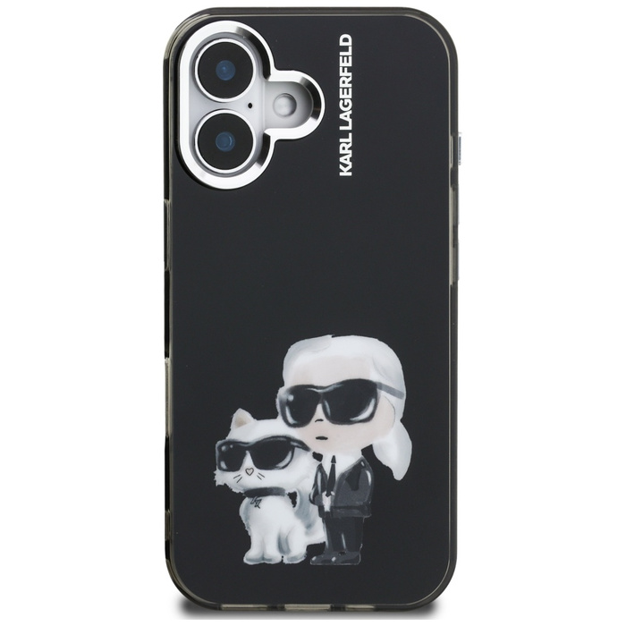 Etui Karl Lagerfeld IML Aquarelle Karl   & Choupette & Logo do iPhone 16 czarny
