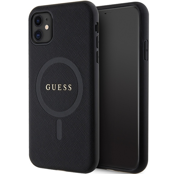 Etui Guess GUHMN61PSAHMCK iPhone 11 / Xr 6.1" czarny/black hardcase Saffiano MagSafe Case