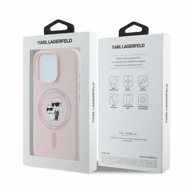 Etui Karl Lagerfeld iPhone 16 Pro Max różowy/pink HC MagSafe Silicone KC Heads Ring