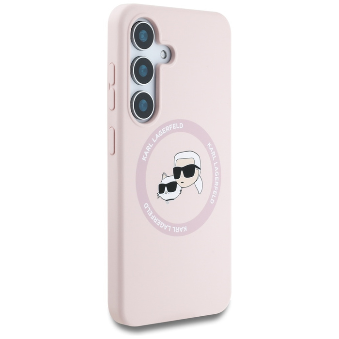 Etui Karl Lagerfeld Silicone Double       Heads And Circle MagSafe do Samsung Galaxy S25+ różowy