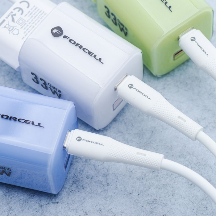 Kabel USB C do USB C Forcell F-Energy QC4.0 PD 5A 100W Silicone 1 m C347 biały