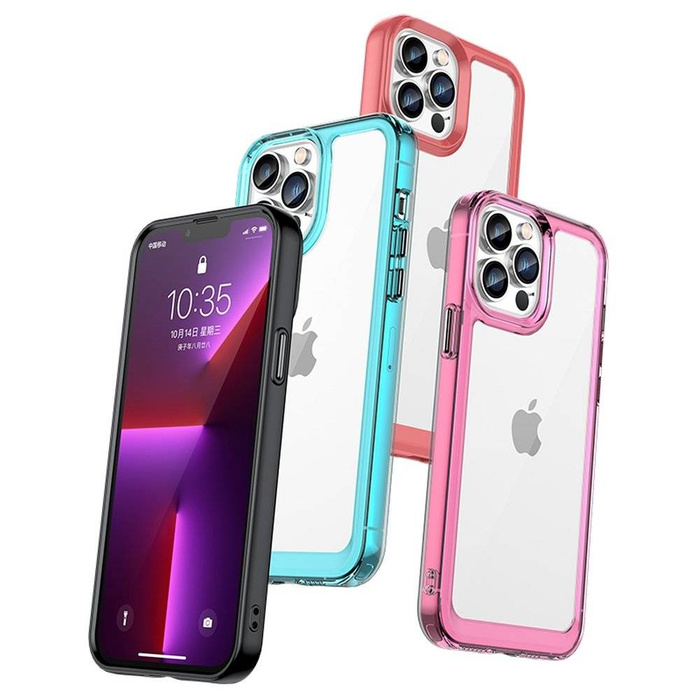Outer Space Case etui do iPhone 12 Pro Max sztywny pokrowiec z żelową ramką czerwony
