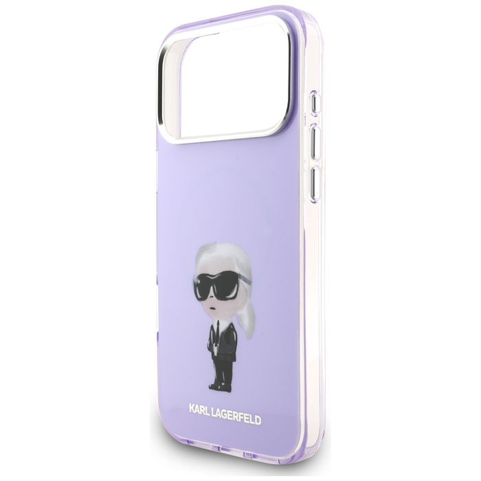 Etui Karl Lagerfeld IML Aquarelle Karl   & Choupette & Logo MagSafe do iPhone 17 Pro Max fioletowy