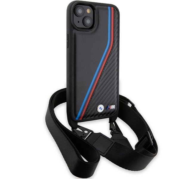 Etui Bmw Bmhcp15m23psvtk Iphone 15 Plus / 14 Plus 6.7" Czarny/black Hardcase M Edition Carbon Tricolor Lines & Strap Case