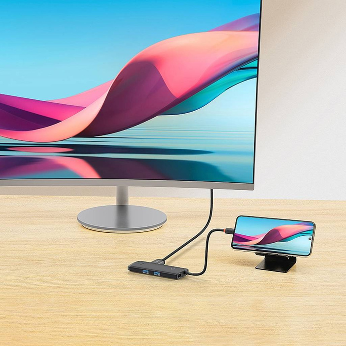 Baseus Lite Series 6-Port Type-C HUB Docking Station (Type-C to HDMI+USB3.0*2+PD+SD/TF) Black