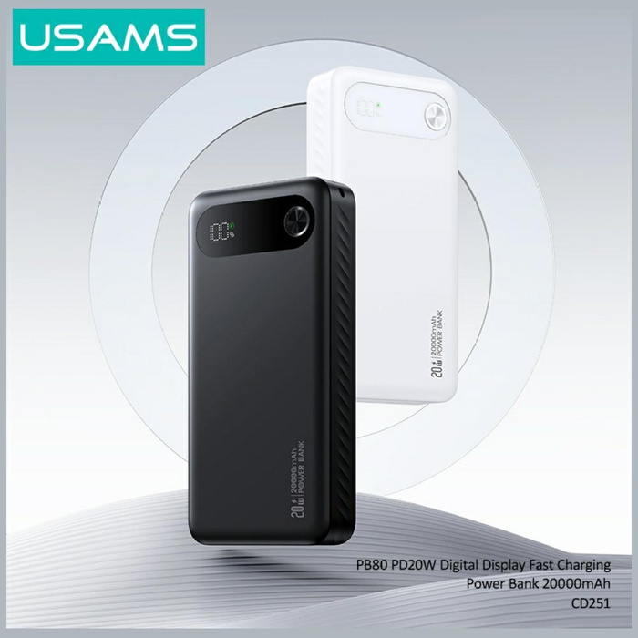 Powerbank USAMS PB80 PD20W 20000mAh      biały