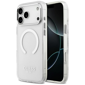 Etui Guess Metal Outline MagSafe do      iPhone 17 Pro Max srebrny