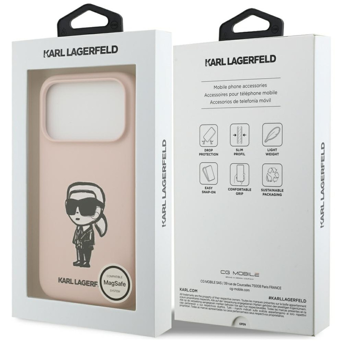 Etui Karl Lagerfeld Silicone Karl Sketch & Logo MagSafe do iPhone 17 Pro różowy