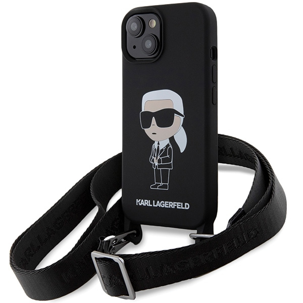 Etui Karl Lagerfeld KLHCP15SSCBSKNK iPhone 15 6.1" hardcase czarny/black Crossbody Silicone Ikonik Case
