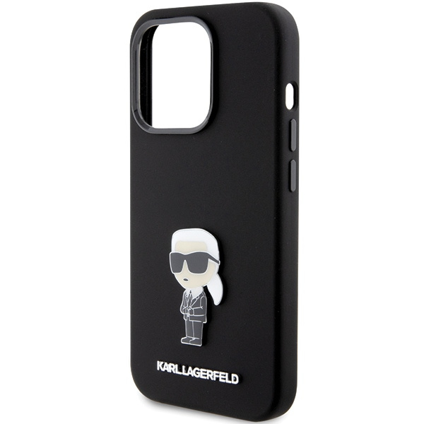 Etui Karl Lagerfeld KLHCP15XSMHKNPK iPhone 15 Pro Max 6.7" czarny/black Silicone Ikonik Metal Pin Case