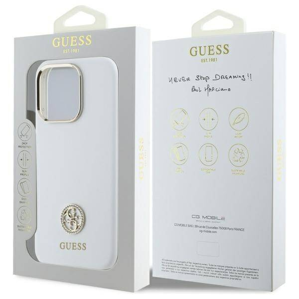Etui Guess iPhone 16 Pro biały/white hardcase Silicone Logo Strass 4G