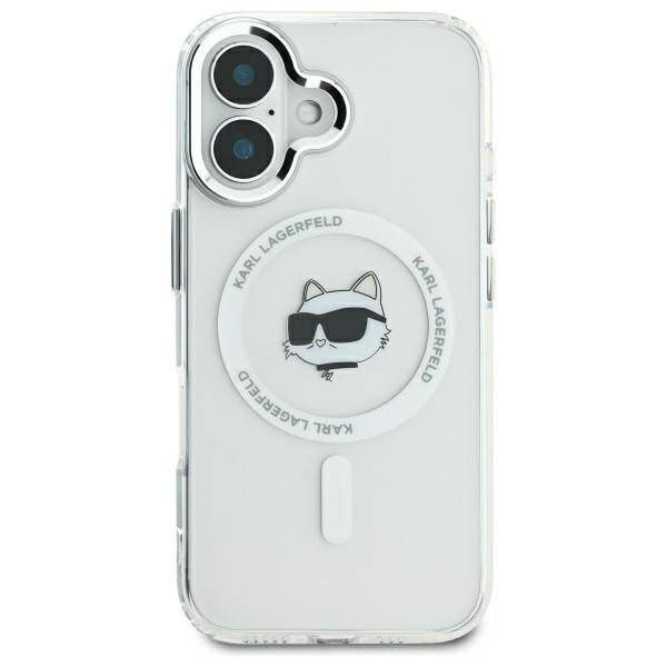 Etui Karl Lagerfeld iPhone 16 6.1" biały/white hardcase IML Metal Choupette Head MagSafe