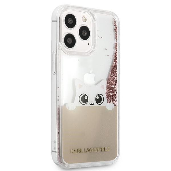 Etui KARL LAGERFELD Apple iPhone 13 Pro Max Peek A Boo Liquid Glitter Różowy Hardcase