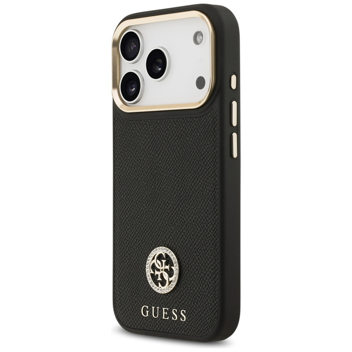 Etui Guess Grained Strass Logo MagSafe   do iPhone 17 Pro czarny