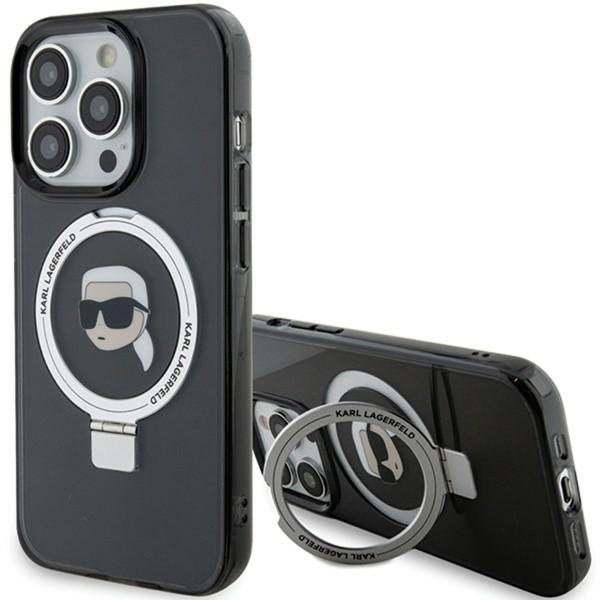 Etui Karl Lagerfeld KLHMP15XHMRSKHK iPhone 15 Pro Max 6.7" czarny/black hardcase Ring Stand Karl Head MagSafe Case