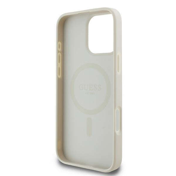 Etui Guess iPhone 16 Pro 6.3" beżowy/beige hardcase Grained Ring MagSafe