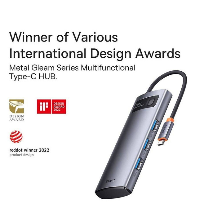 Stacja dokująca HUB Baseus Metal Gleam Series 4 w 1 USB Typ C - 4 x USB 3.2 Gen. 1 (WKWG070013)