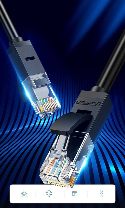 Ugreen kabel przewód internetowy sieciowy Ethernet patchcord RJ45 Cat 6 UTP 1000Mbps 20m czarny (20166)