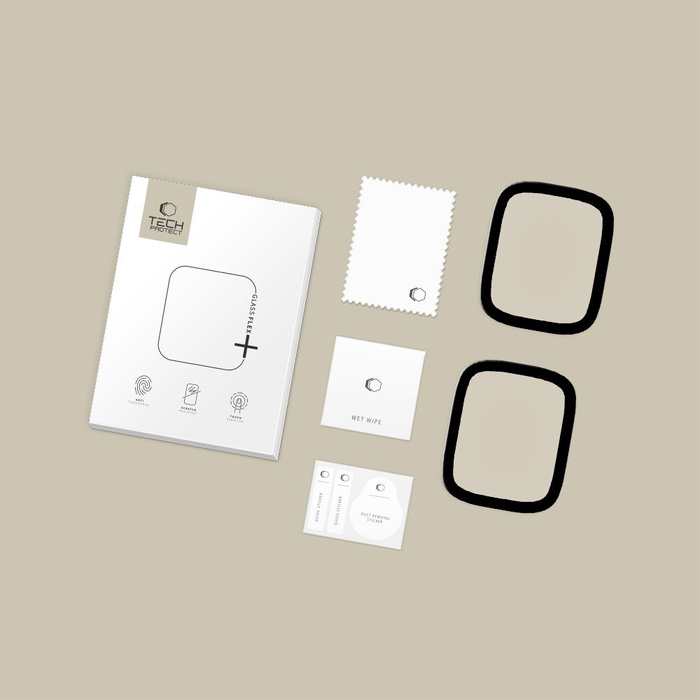 SZKŁO HYBRYDOWE TECH-PROTECT GLASS FLEX+ 2-PACK APPLE WATCH 4 / 5 / 6 / SE 1 / 2 / 3 (40MM) BLACK