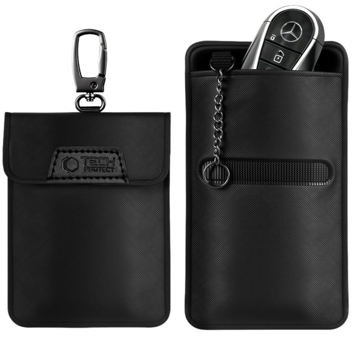 KLATKA FARADAYA TECH-PROTECT KLR400 POUCH KEYLESS RFID SIGNAL BLOCKER CASE BLACK/BLACK