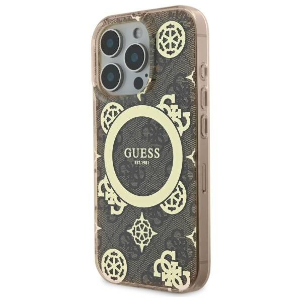 Etui Guess iPhone 16 Pro Max  6.9" brązowy/brown hardcase IML Peony On 4G Background MagSafe
