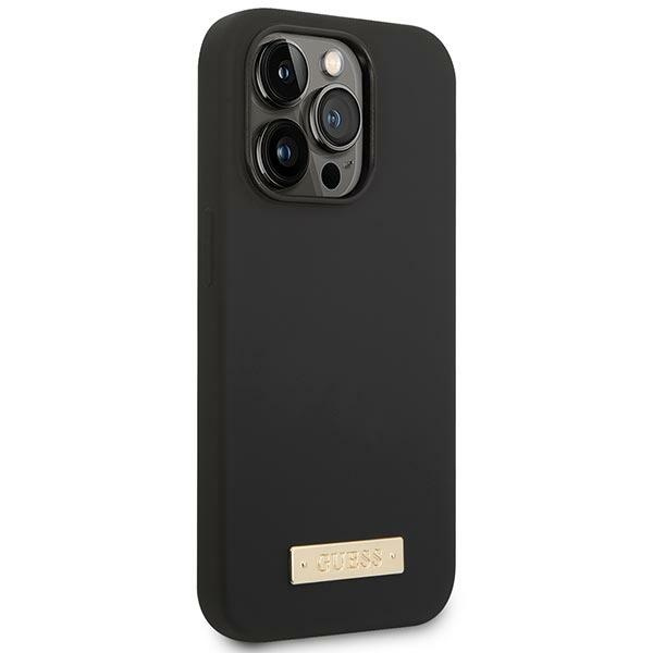Etui GUESS Apple iPhone 14 Pro Silicone Logo Plate MagSafe Czarny Hardcase