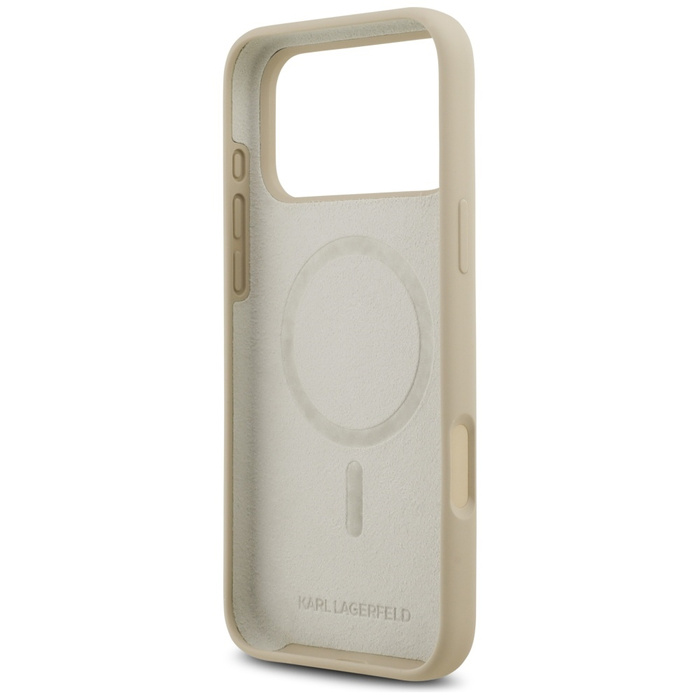 Etui Karl Lagerfeld Silicone Karl Sketch & Logo MagSafe do iPhone 17 Pro Max brązowy