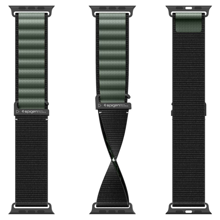 PASEK SPIGEN WBF1 BAND APPLE WATCH 6 / 7 / 8 / 9 / 10 / SE / ULTRA 1 / 2 (44 / 45 / 46 / 49 MM) BLACK/GREEN